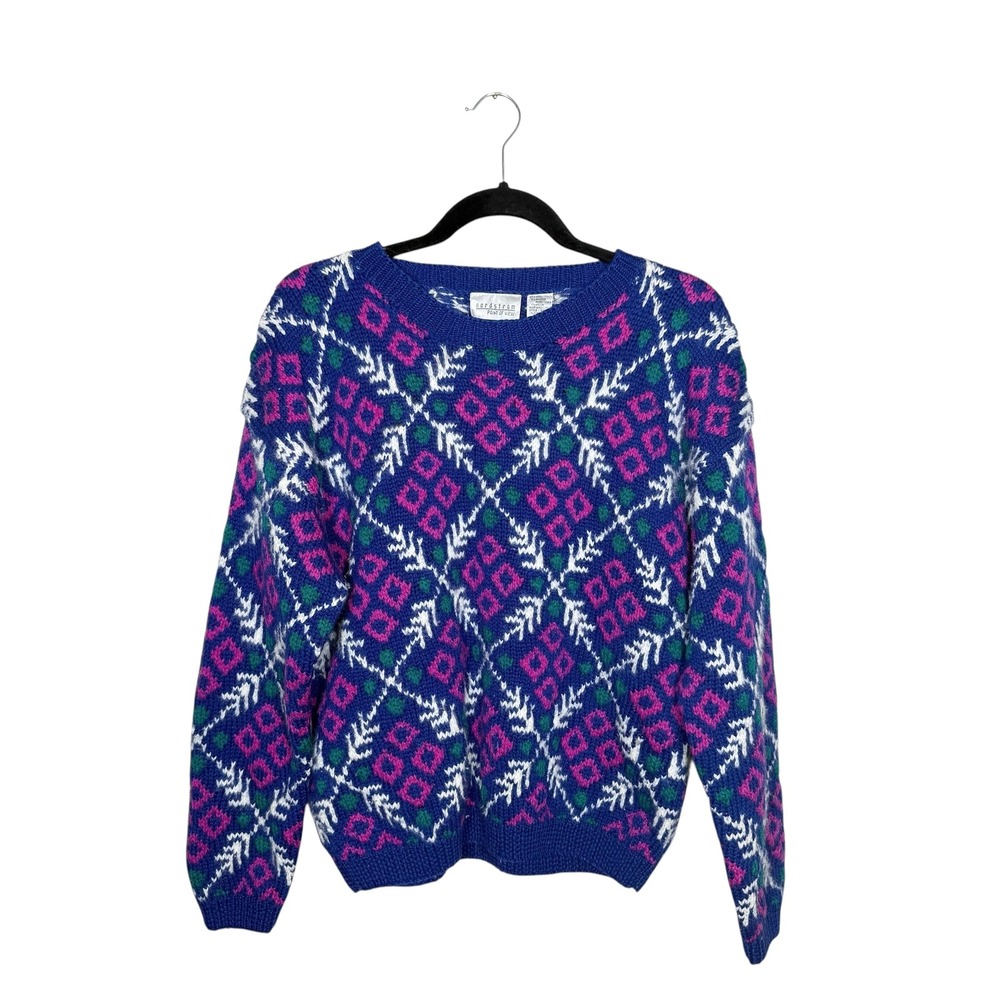 Vintage 90's Nordstrom Point of View Geometric Wool Sweater Size S‎
